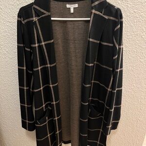 Maurices Black and Tan Checkered Cardigan/Blazer